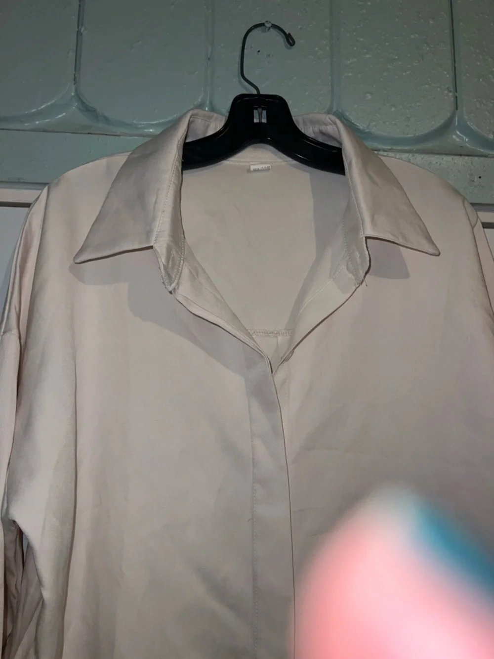 Oversized Cream Button-Down Shirt - Picture 7 of 11